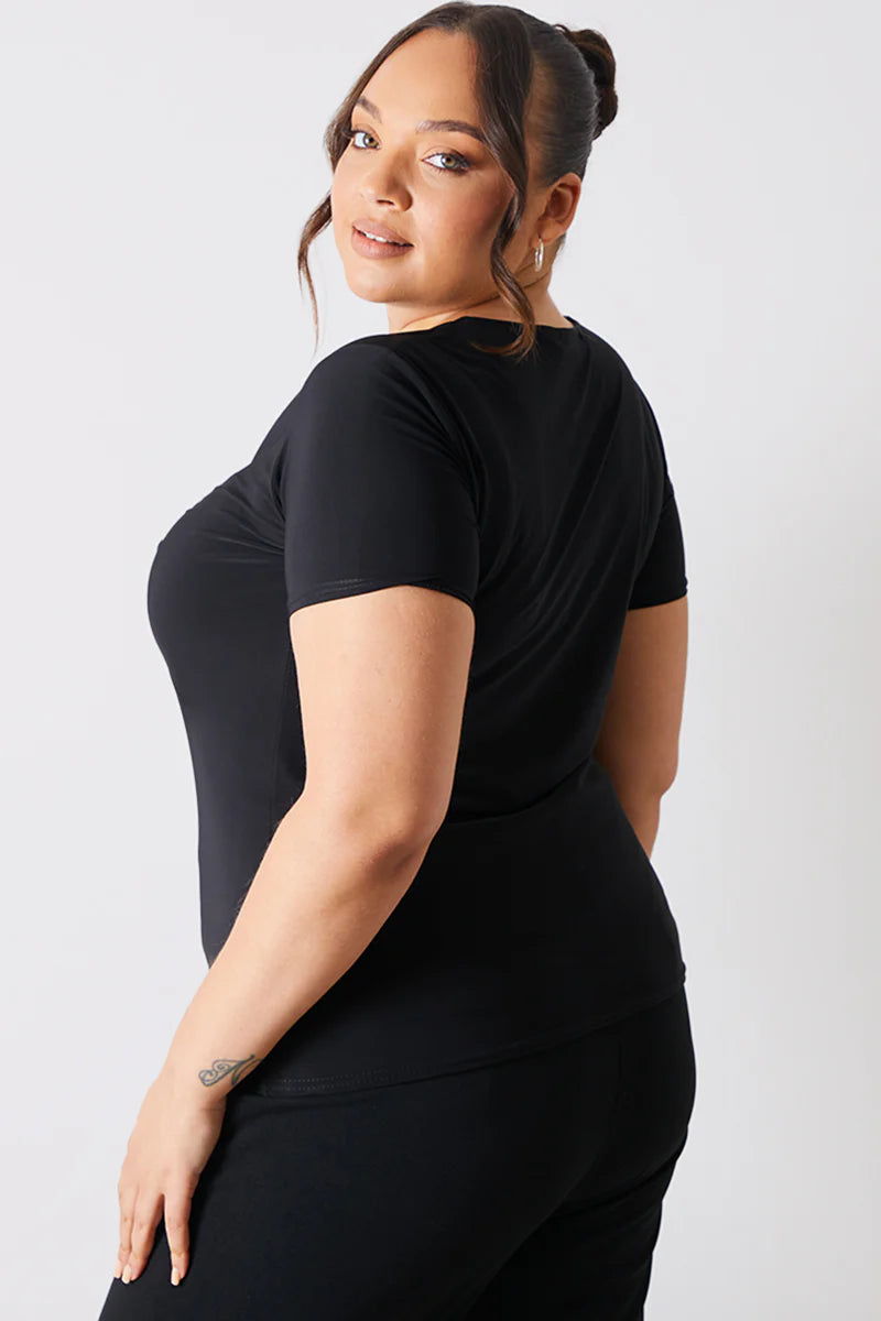 Slinky Twist Front Short Sleeve Top