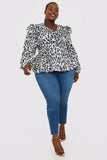 Leopard Print Wrap Blouse