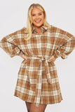 Check Belted Shirt Dress