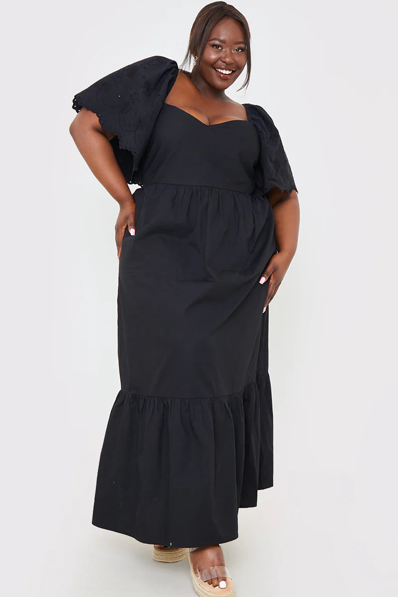 Broderie Trim Shift Mini Dress