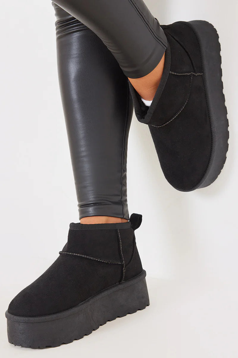 Faux Suede Platform Boots