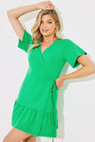 Short Sleeve Wrap Swing Dress