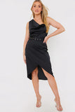 Asymmetric Cowl Neck Dress