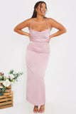 Satin Cowl Neck Maxi Dress