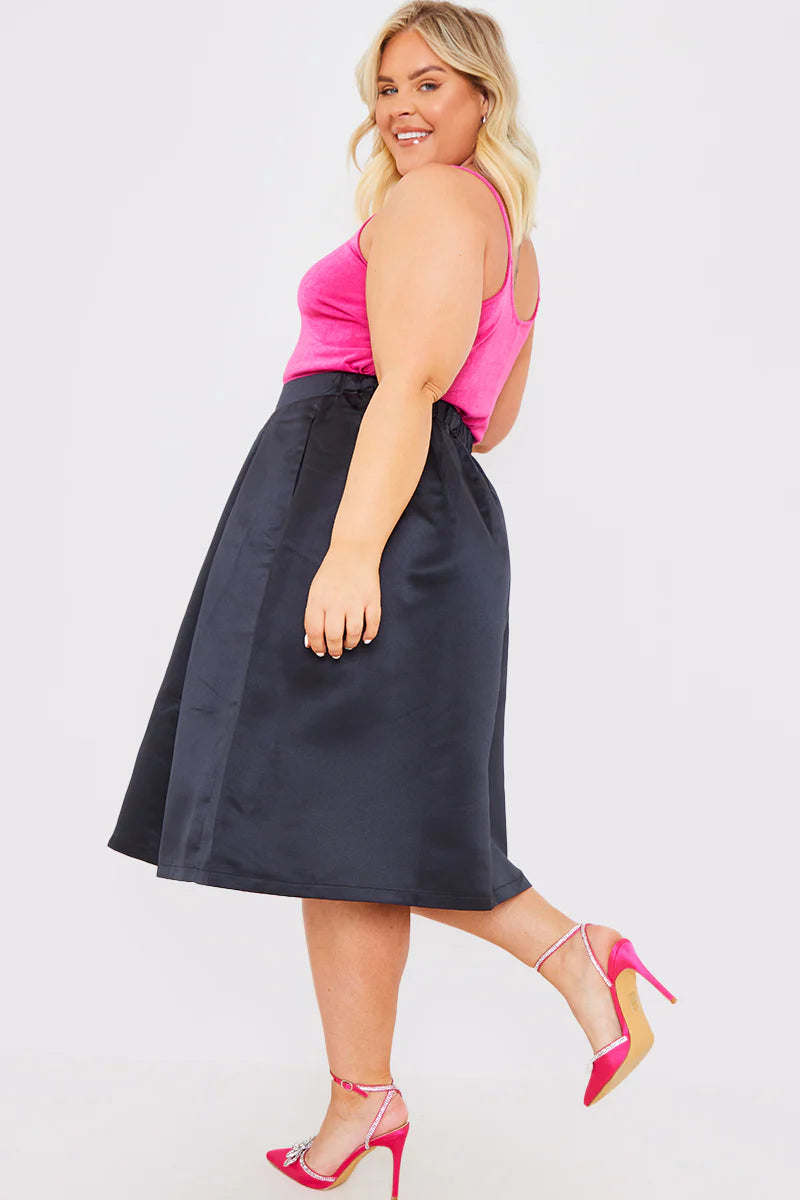 Structured Satin Midi Skirt