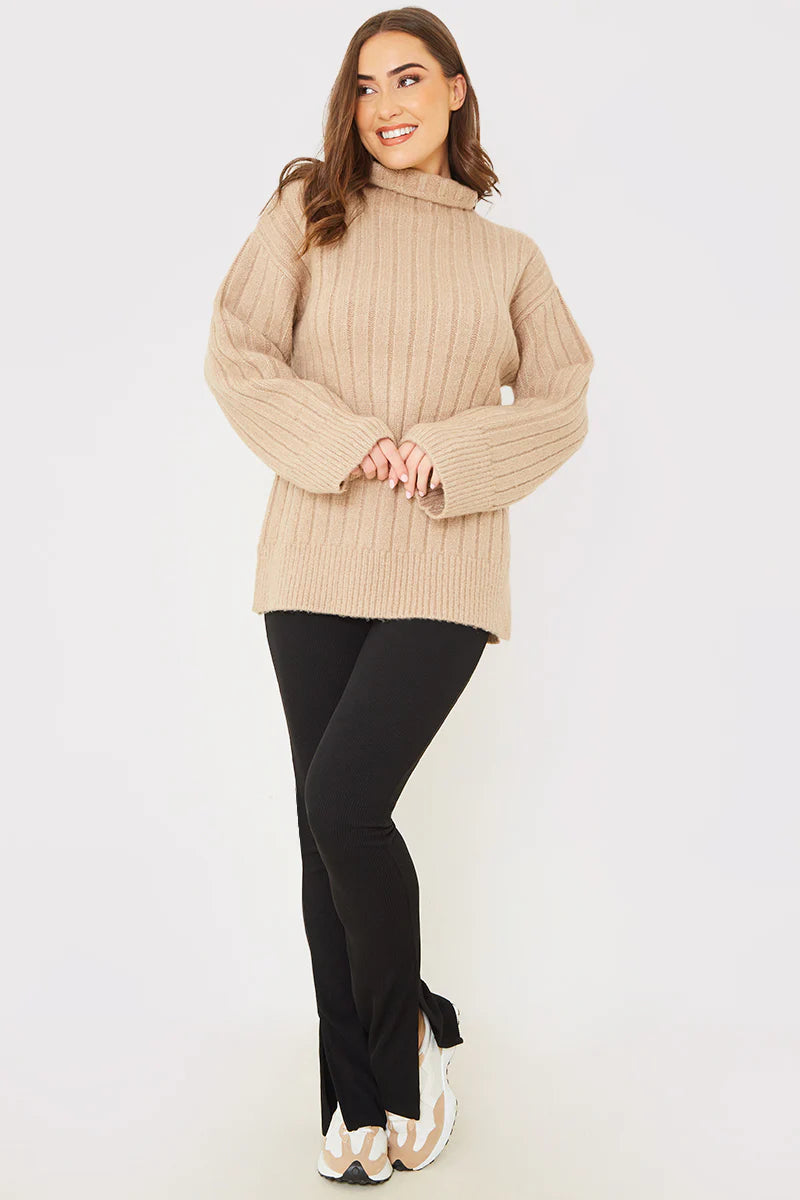 Compact Rib Split Hem Leggings