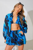 Abstract Print Chiffon Co-Ord Beach Short