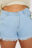 Light Wash Flared Denim Shorts