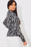 Zebra Print Wrap Front Shirt