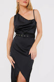 Asymmetric Cowl Neck Dress