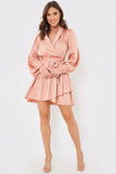 Satin Frill Hem Mini Dress