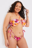 Abstract Print Halterneck Ring Detail Bikini Top