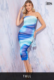 Ombre Mesh Bandeau Midi Dress
