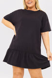 Peplum Hem Dropped Shoulder T-Shirt Dress