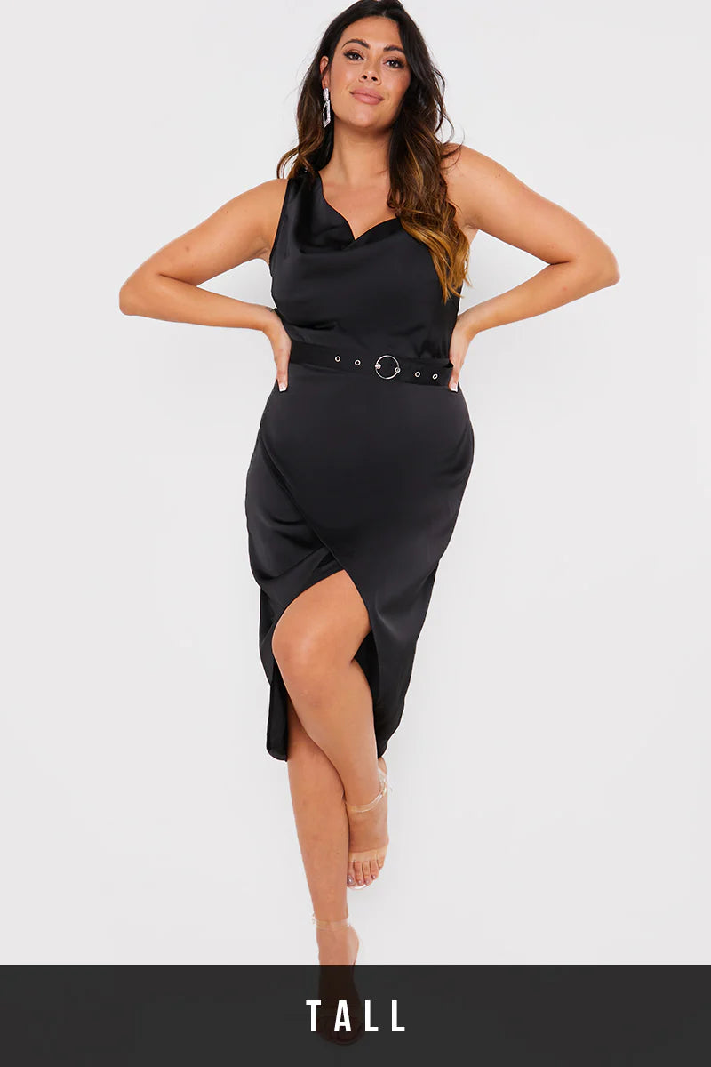 Asymmetric Cowl Neck Dress