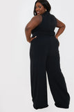 Black Rib Wide Leg Jumpsuit