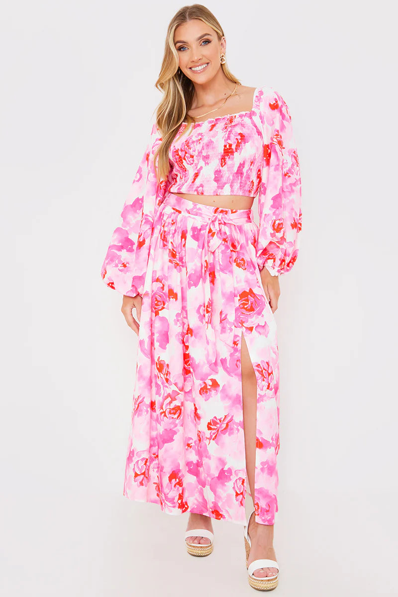 Thigh Split Midi Skirt