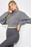 Half Zip Up Cropped Jersey Sweater