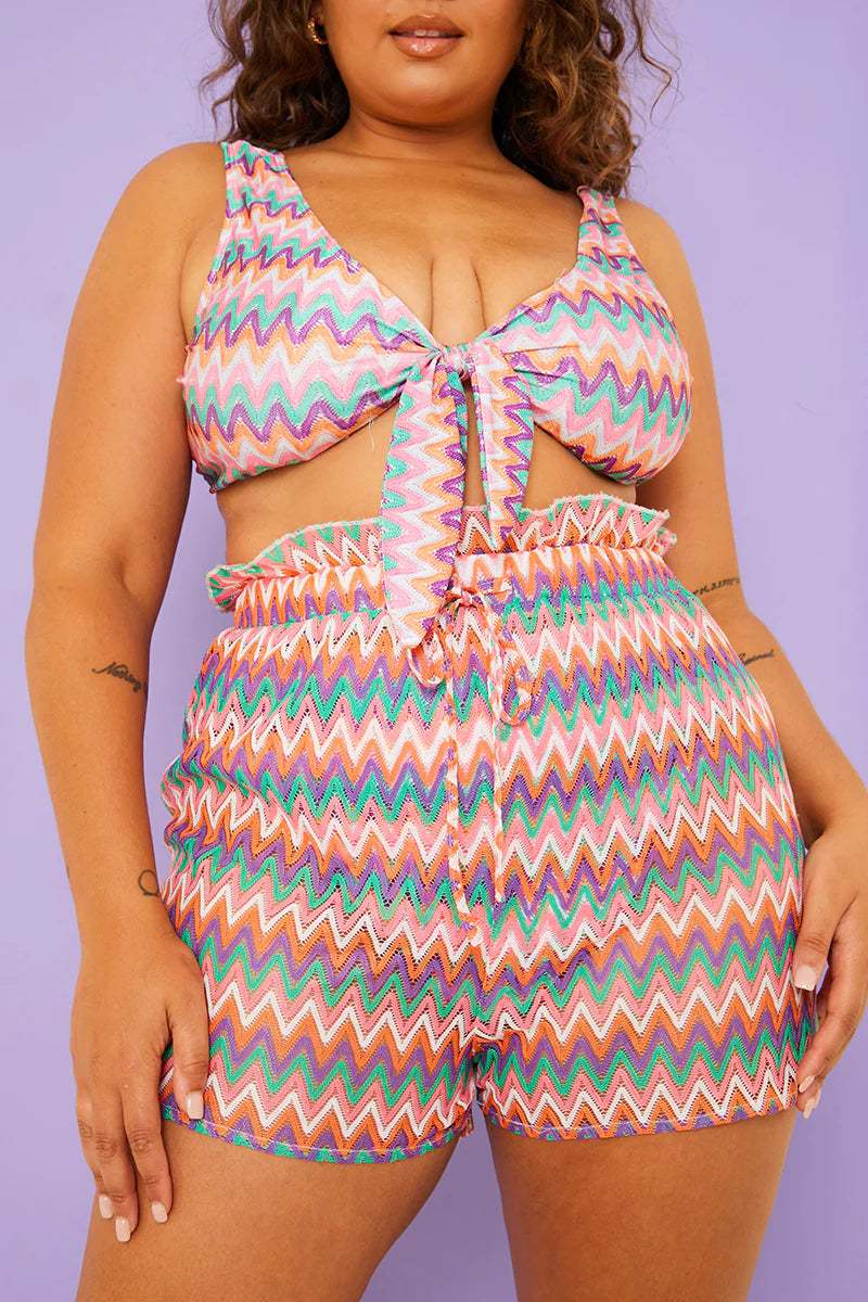 Multi Zig Zag Crochet Paperbag Shorts