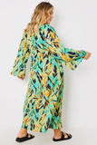 Abstract Print Tie Front Beach Kimono