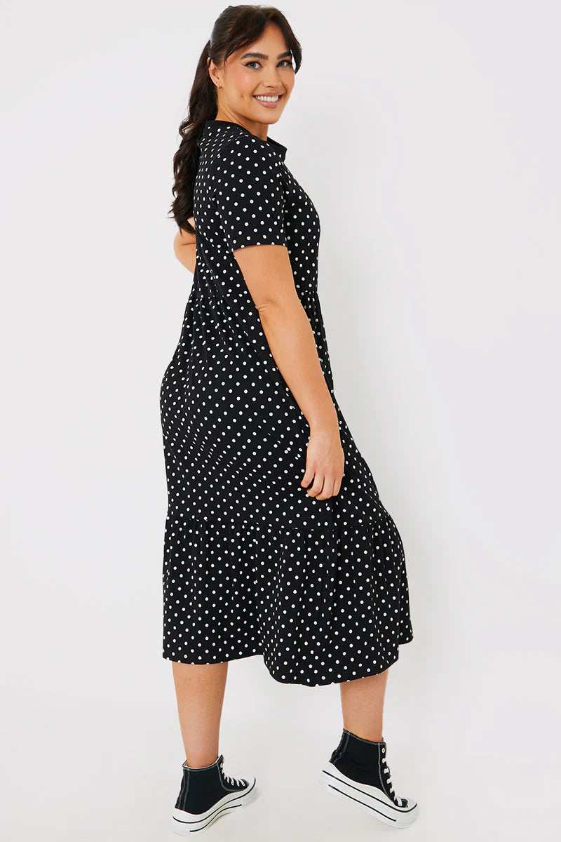 Polka Dot Smock Midaxi T-Shirt Dress