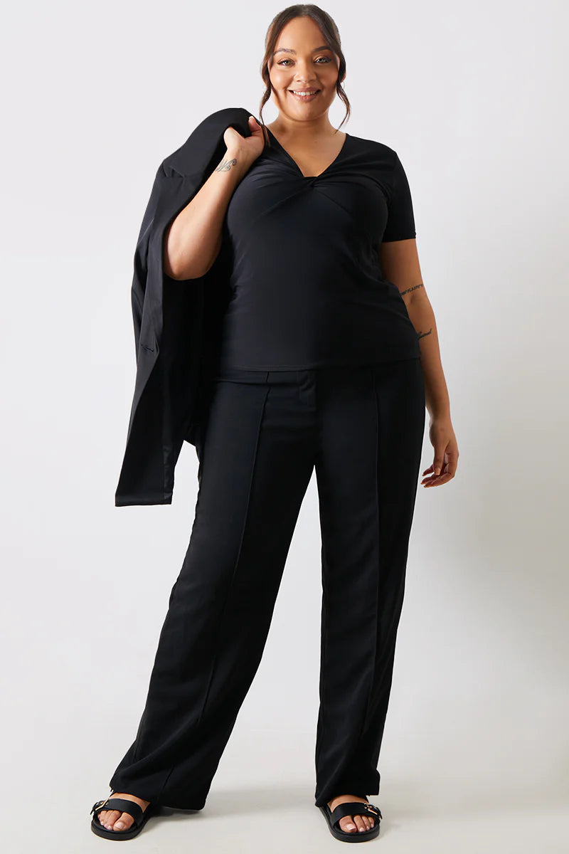 Slinky Twist Front Short Sleeve Top