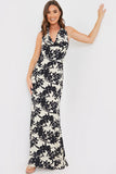 Floral Print Cowl Neck Maxi Dress