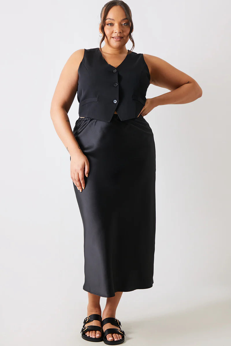 Satin Midi Skirt