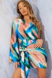 Multi Abstract Print One Shoulder Shift Dress