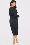 Satin Twist Waist Midi Dress