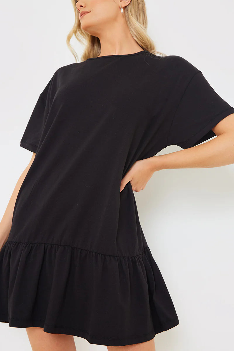 Peplum Hem Dropped Shoulder T-Shirt Dress