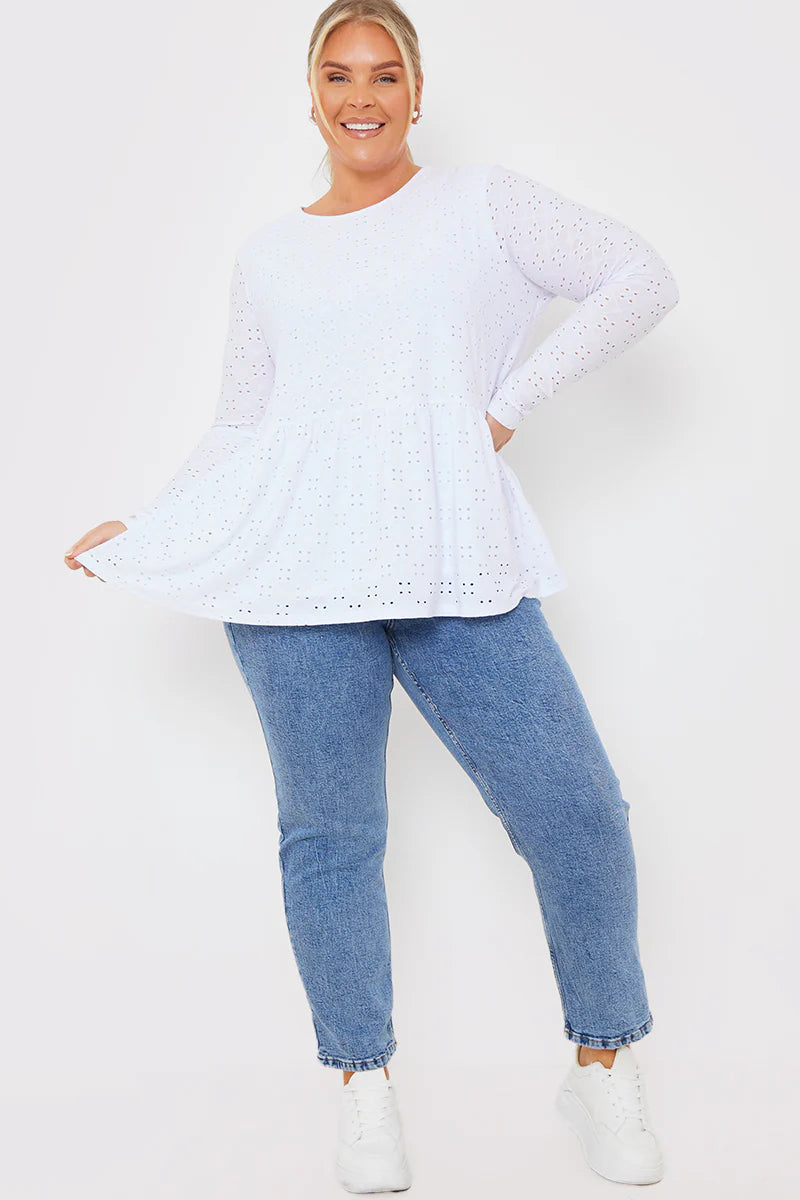 BRODERIE LONG SLEEVE SMOCK TOP