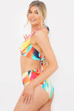 Abstract Print Twist Front Bikini Top