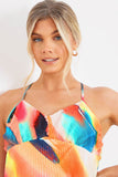 Abstract Cami Plisse Maxi Dress