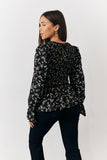 Black Floral Shirred Bust Blouse