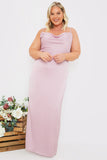 Satin Cowl Neck Maxi Dress
