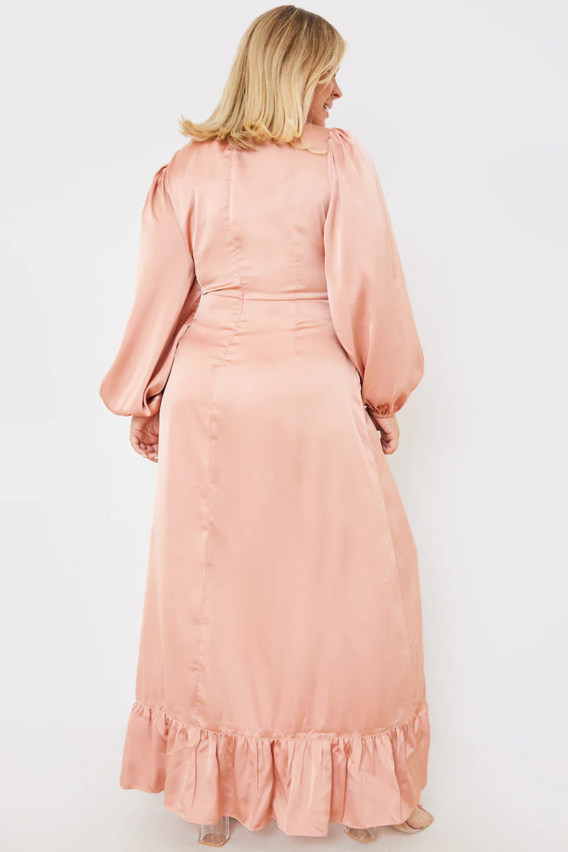 Satin Balloon Sleeve Maxi Dress