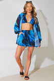 Abstract Print Chiffon Co-Ord Beach Shirt