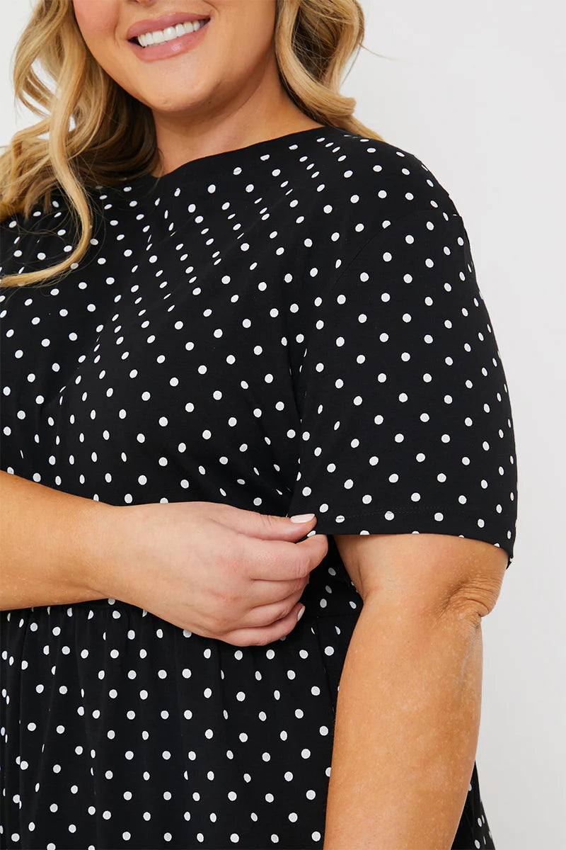 Polka Dot Smock Midaxi T-Shirt Dress