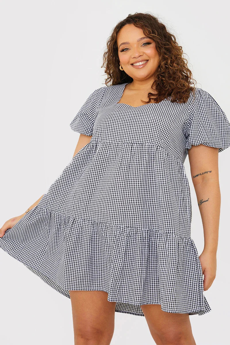 Puff Sleeve Tiered Smock Dress