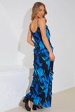 Abstract Ruffle Detail Maxi Dress