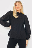 Broderie High Neck Blouse