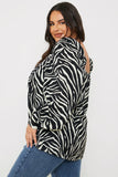 Zebra Woven Balloon Sleeve Blouse