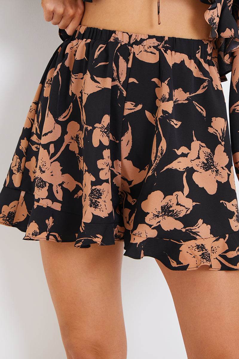 Abstract Floral Frill Co-Ord Shorts