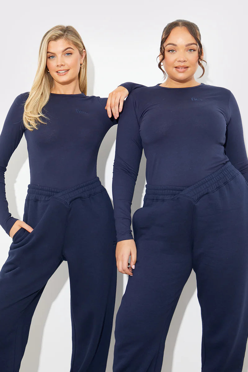 Embroidered Jersey Long Sleeve Crew Neck Top