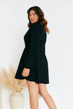 Wrap Front Textured Skater Dress
