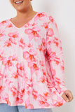 FLORAL TIERED JERSEY SMOCK TOP