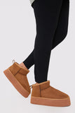 Platform Faux Fur Lined Faux Suede Boots