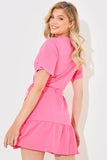 Short Sleeve Wrap Swing Dress