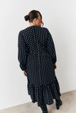 Black and White Polka Dot Frill Detail Midaxi Dress